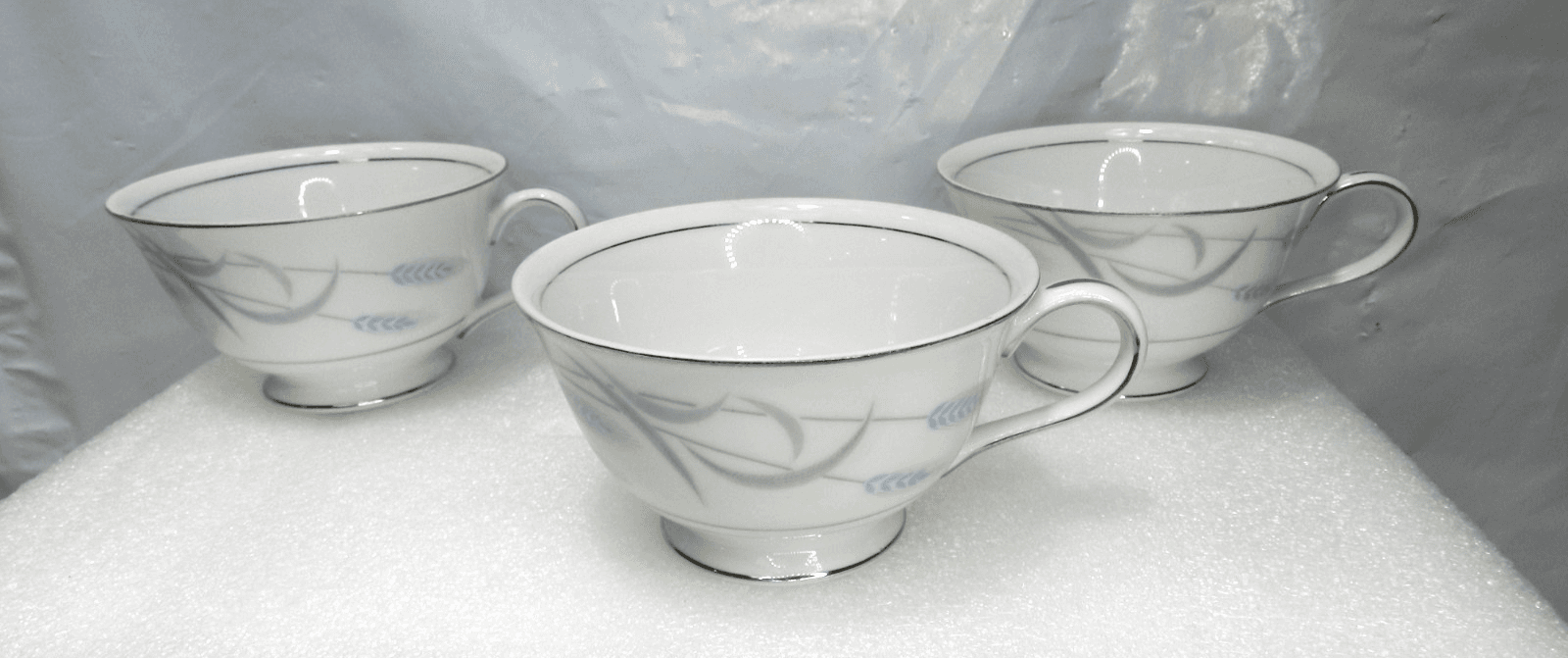 3 Vintage Valmont China Japan Royal Wheat Tea Cups (K25J) - Thumbnail 5