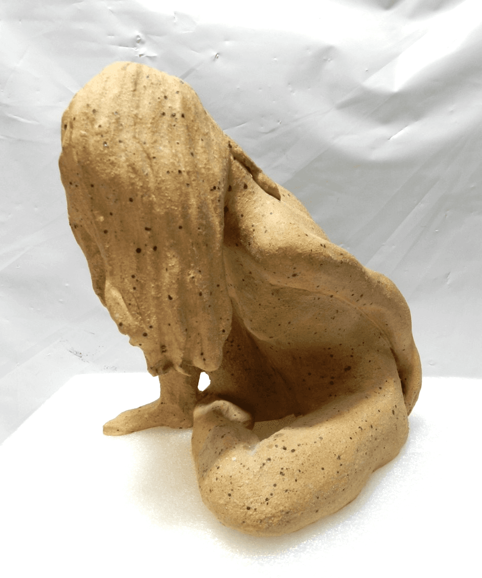 Terracotta Sculpture Woman Figure Handmade Nude Speckled Stoneware Clay I31S - Thumbnail 3