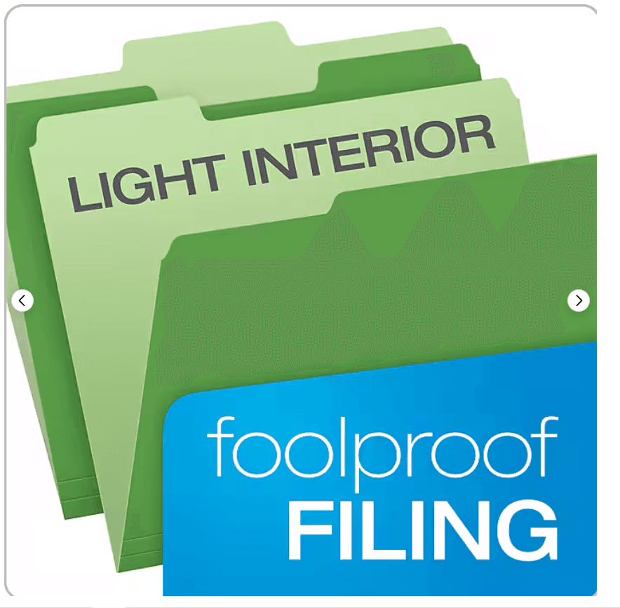 Pendaflex Interior File Folder 3 Tab Position Letter Size, Bright Green E11K - Thumbnail 4