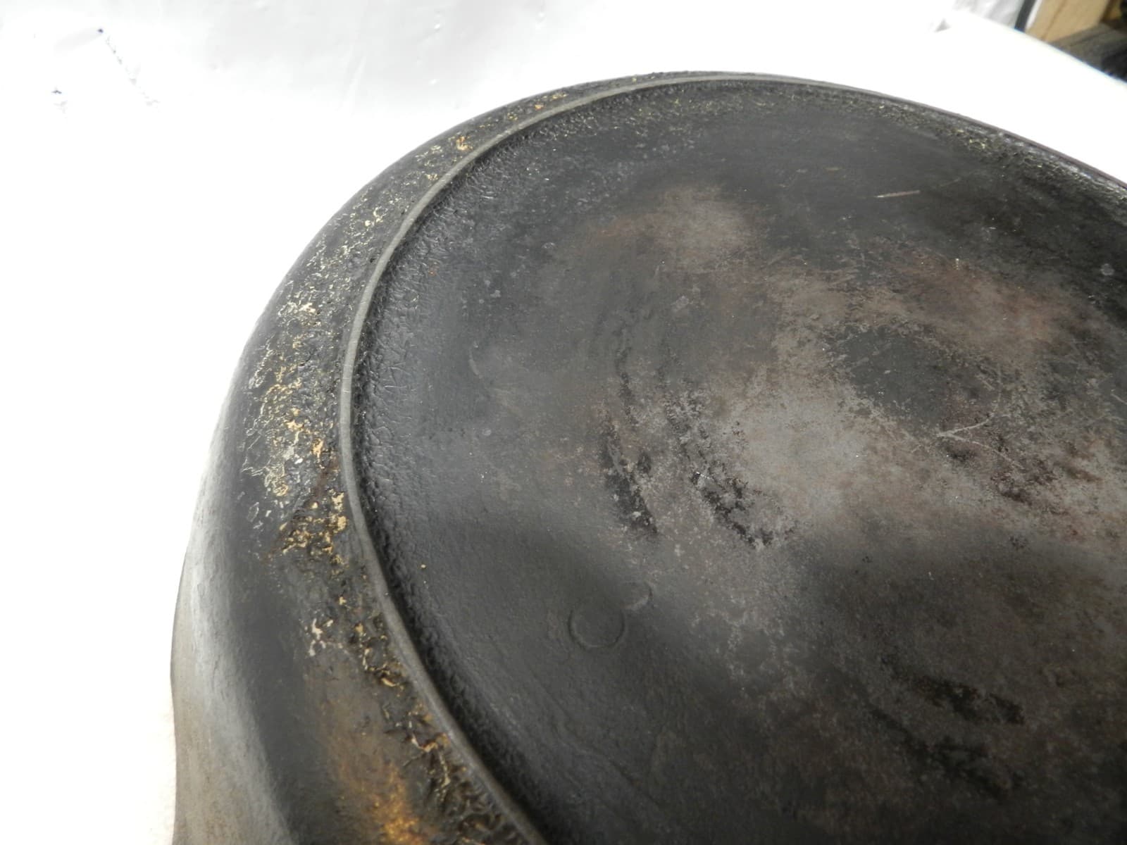 Vintage Unmarked Cast Iron Skillet # 8 Heat Ring Sits Flat 10" (I34S) - Thumbnail 10