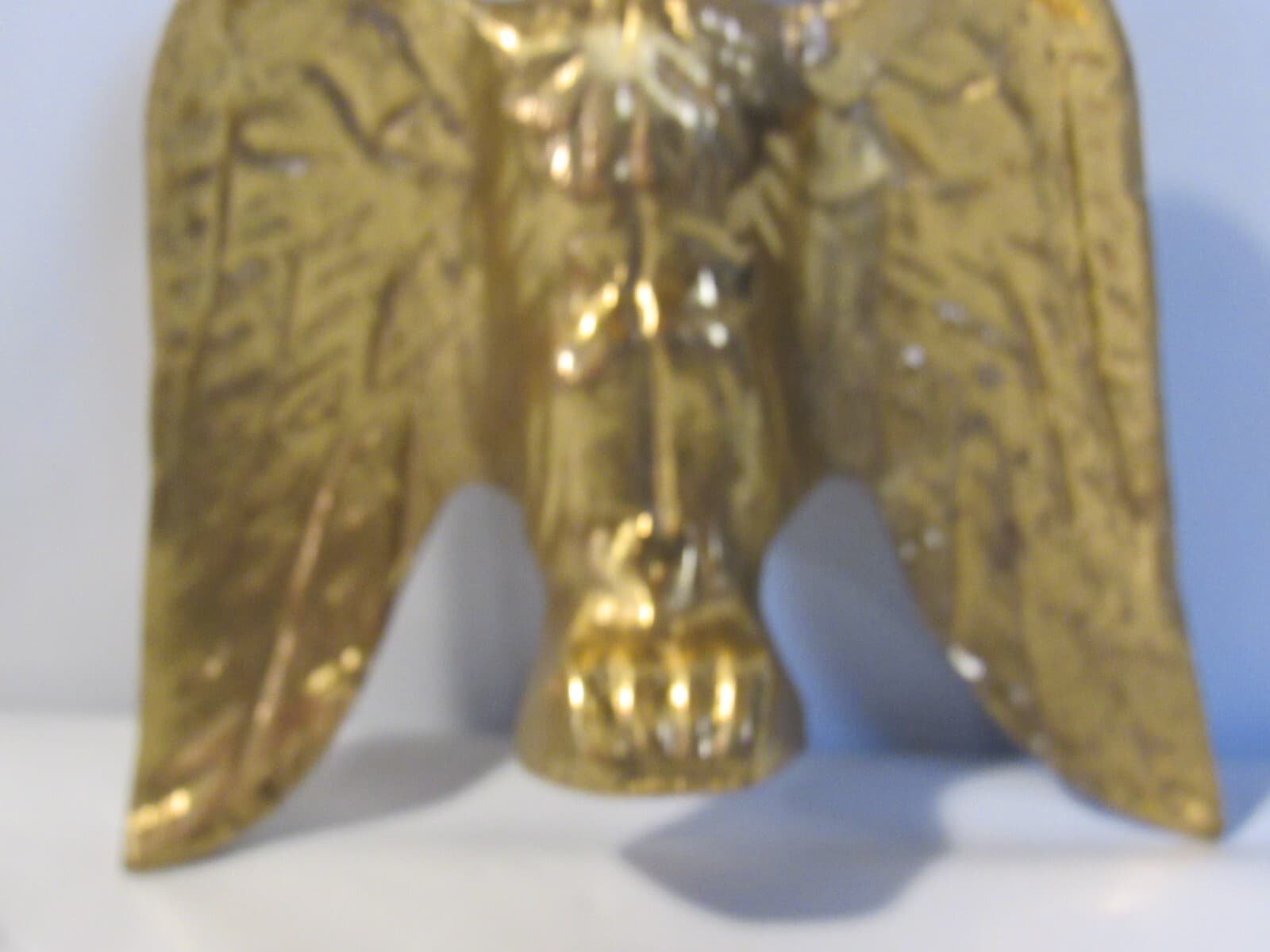 Vintage Eagle Wings Down Hood Ornament Gold Brass 4" Tall X97S - Thumbnail 3