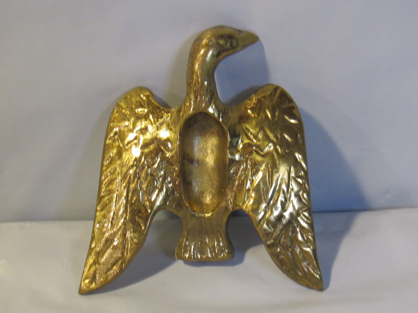 Vintage Eagle Wings Down Hood Ornament Gold Brass 4" Tall X97S - Thumbnail 5
