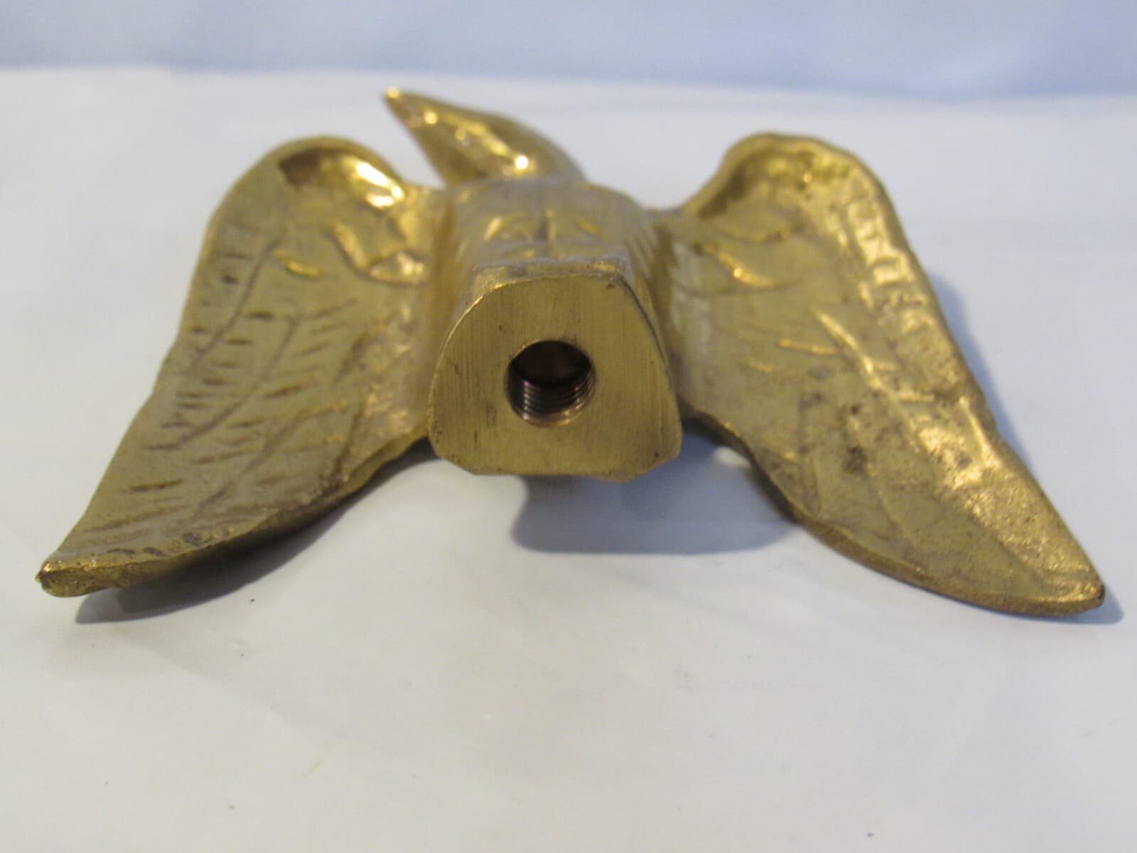 Vintage Eagle Wings Down Hood Ornament Gold Brass 4" Tall X97S - Thumbnail 6