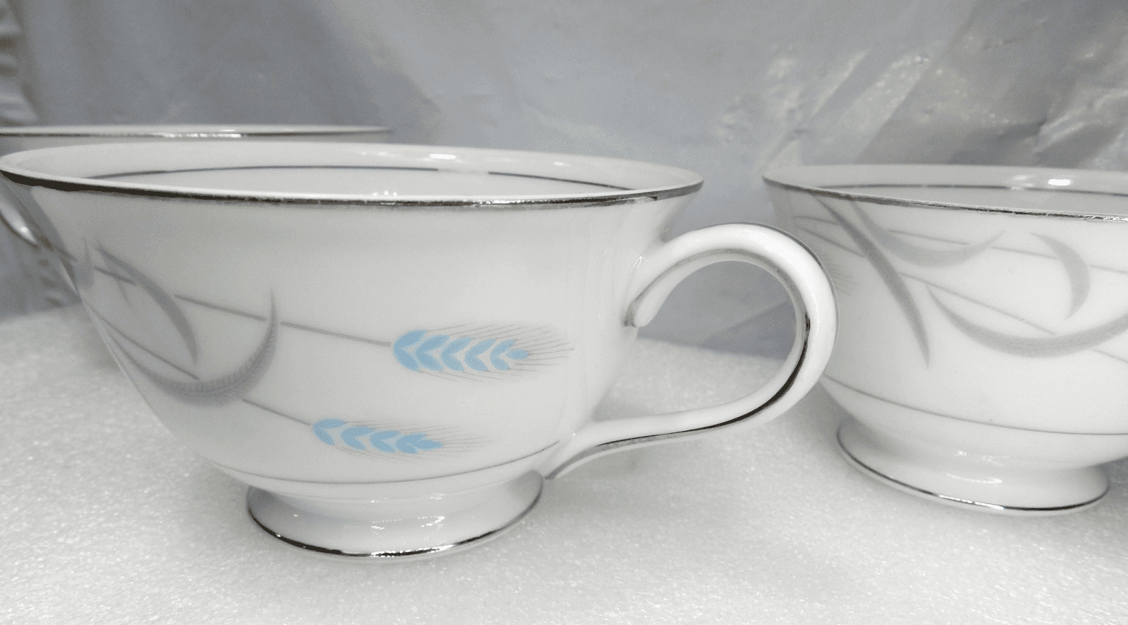 3 Vintage Valmont China Japan Royal Wheat Tea Cups (K25J) - Thumbnail 3