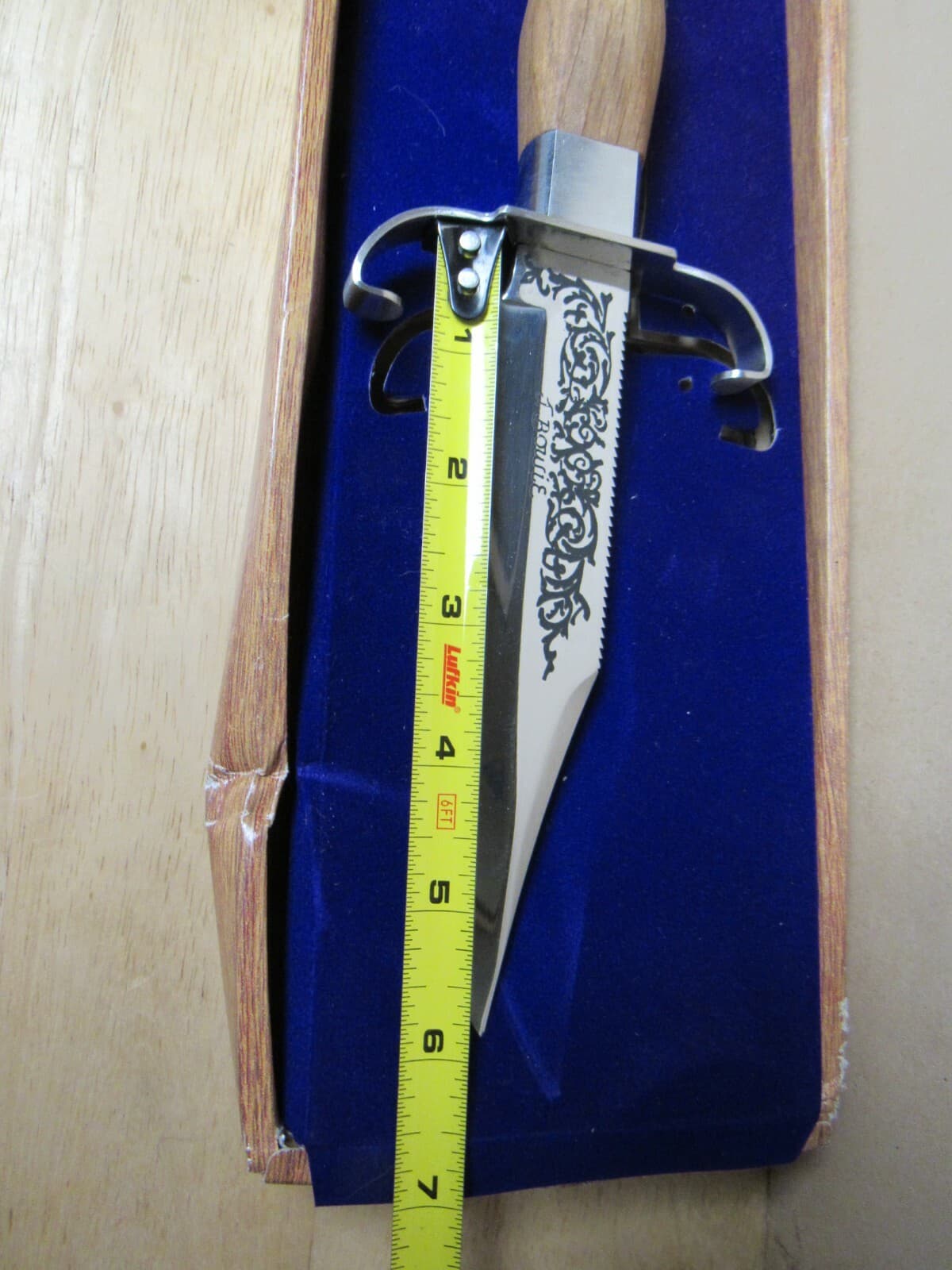 Vintage 10” Fixed Blade J. Bowie Knife Wooden Handle ( K) - Thumbnail 8