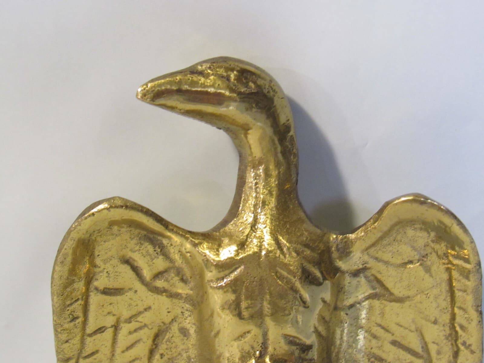 Vintage Eagle Wings Down Hood Ornament Gold Brass 4" Tall X97S - Thumbnail 2