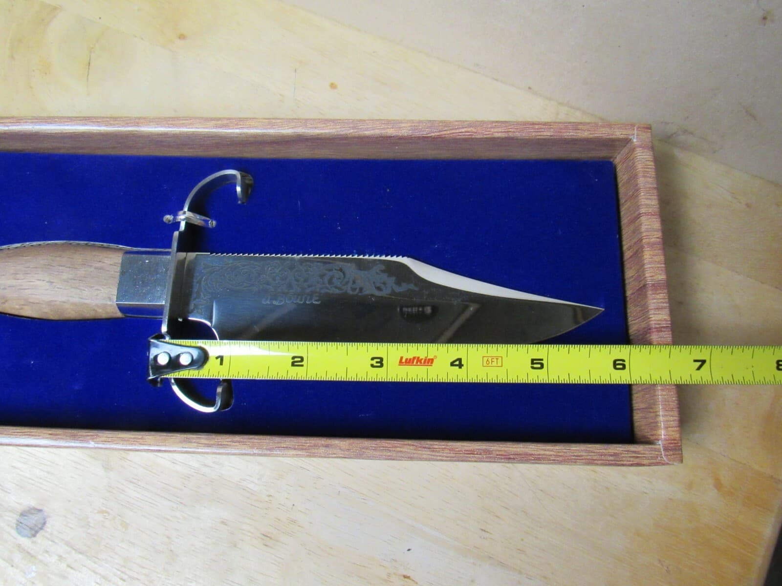 Vintage 10” Fixed Blade J. Bowie Knife Wooden Handle K - Thumbnail 6