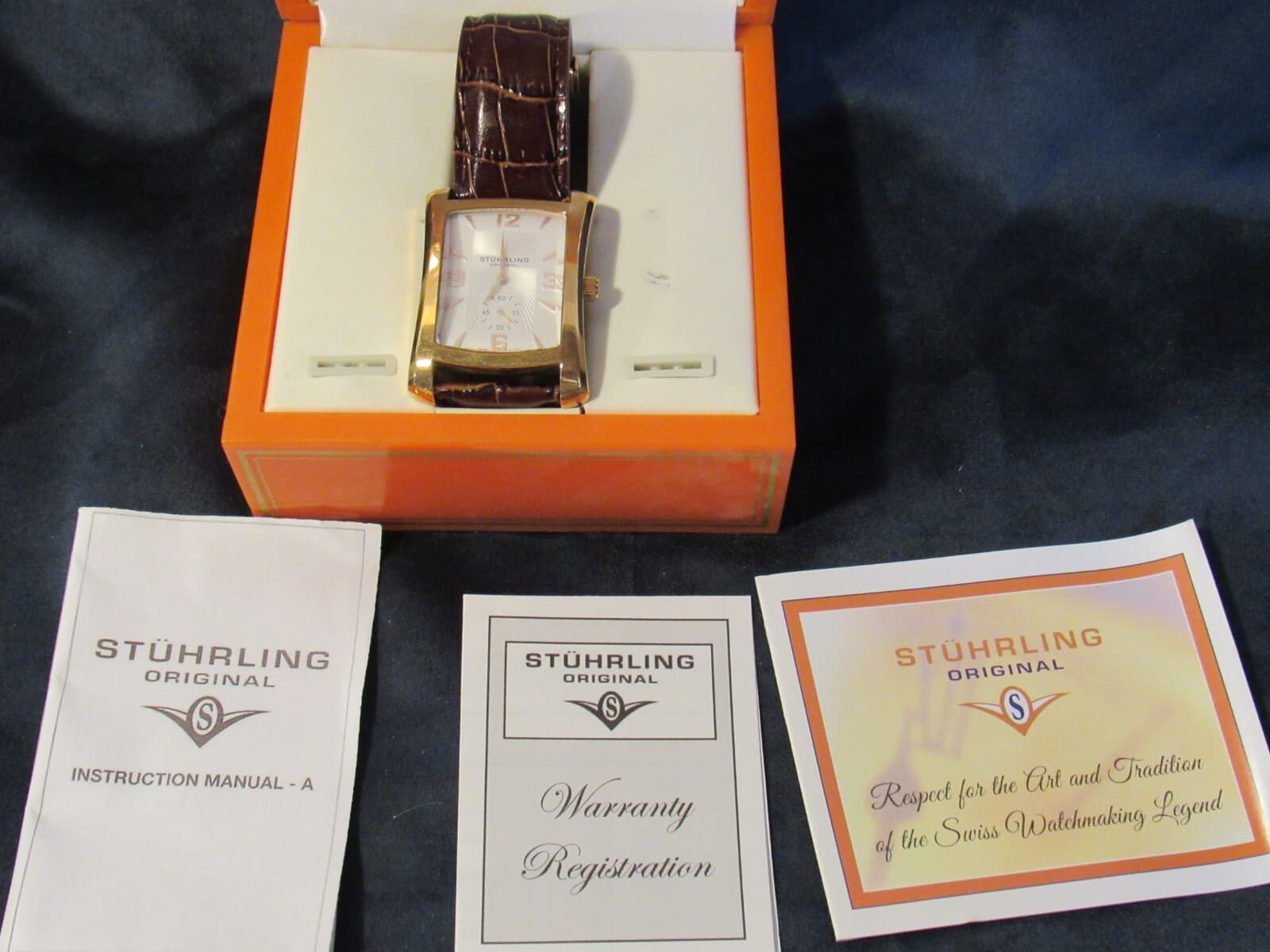 Stuhrling Mens Gold Tone Wrist Watch Stainless Steel Deployant Buckle X98S - Thumbnail 6