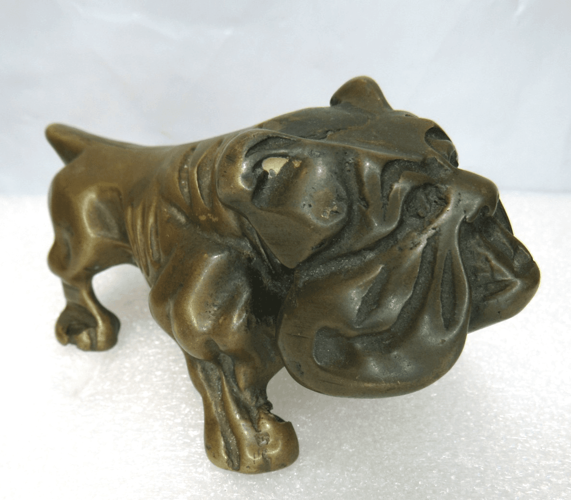 Vintage JB Solid Brass English Bulldog Figurine Paperweight Ornament 1970s I33S - Thumbnail 2