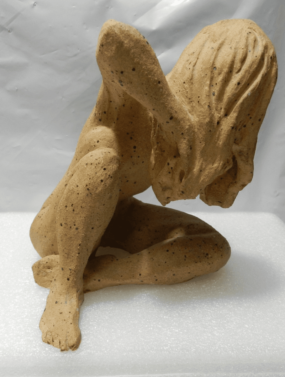 Terracotta Sculpture Woman Figure Handmade Nude Speckled Stoneware Clay I31S - Thumbnail 7