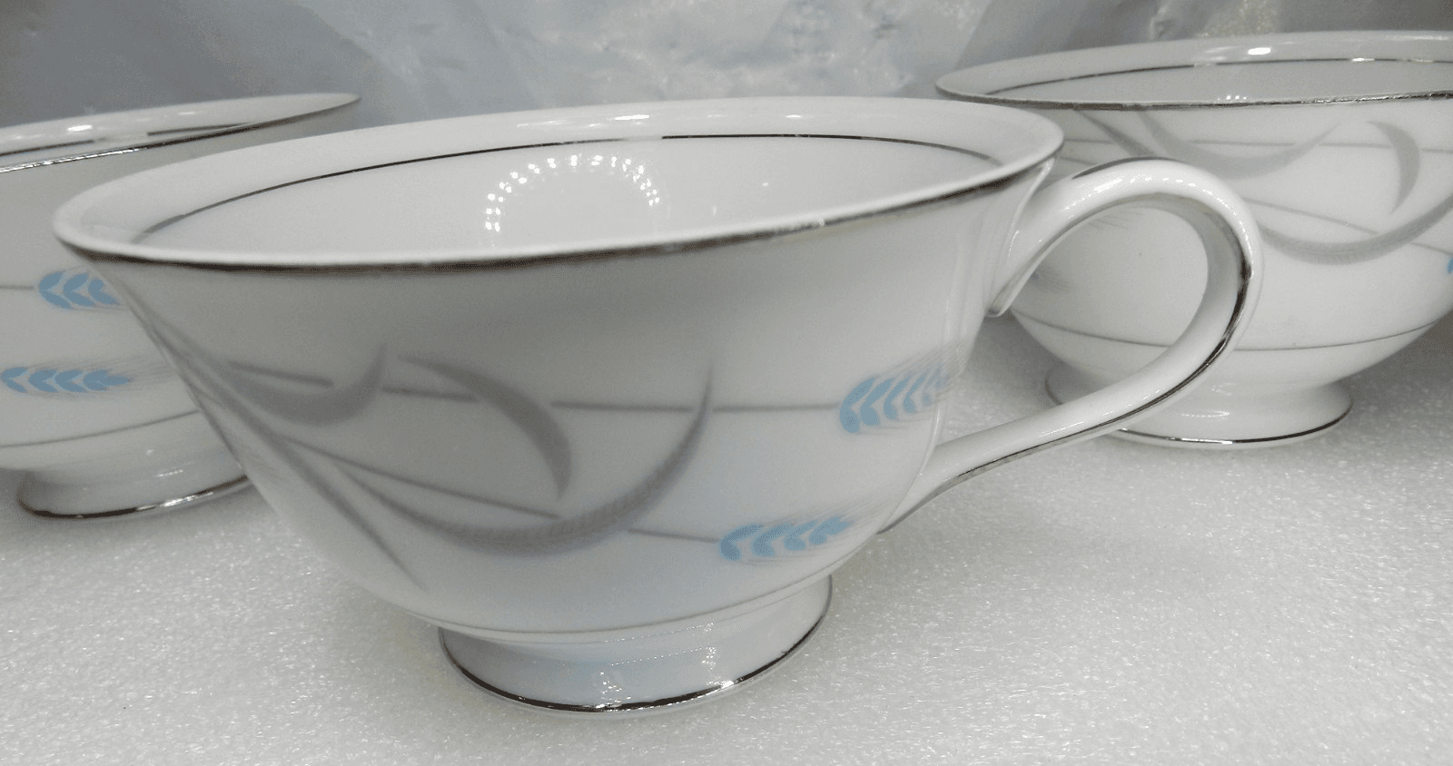 3 Vintage Valmont China Japan Royal Wheat Tea Cups (K25J) - Thumbnail 2