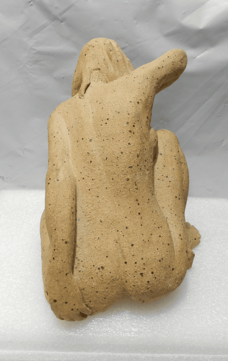 Terracotta Sculpture Woman Figure Handmade Nude Speckled Stoneware Clay I31S - Thumbnail 5