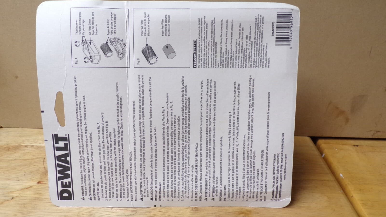 Genuine Dewalt DXGX200070 Air Filter With Pre-Filter For Engine Series 382cc (K - Thumbnail 6