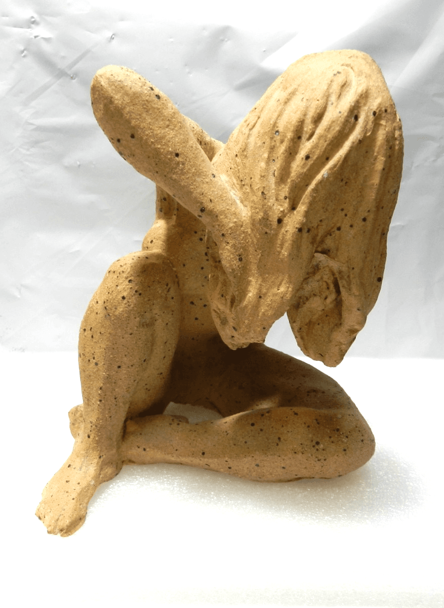 Terracotta Sculpture Woman Figure Handmade Nude Speckled Stoneware Clay I31S - Thumbnail 2