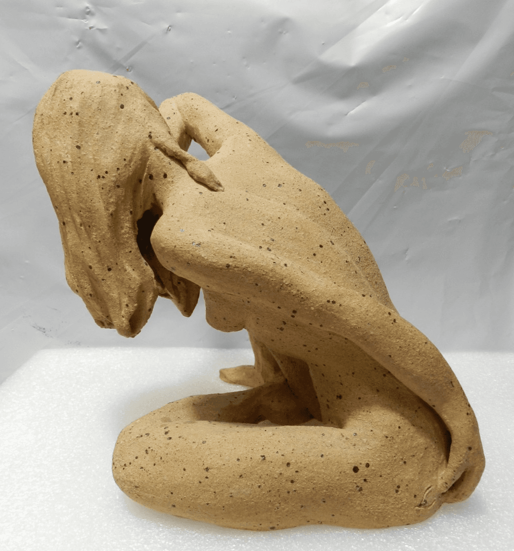 Terracotta Sculpture Woman Figure Handmade Nude Speckled Stoneware Clay I31S - Thumbnail 4