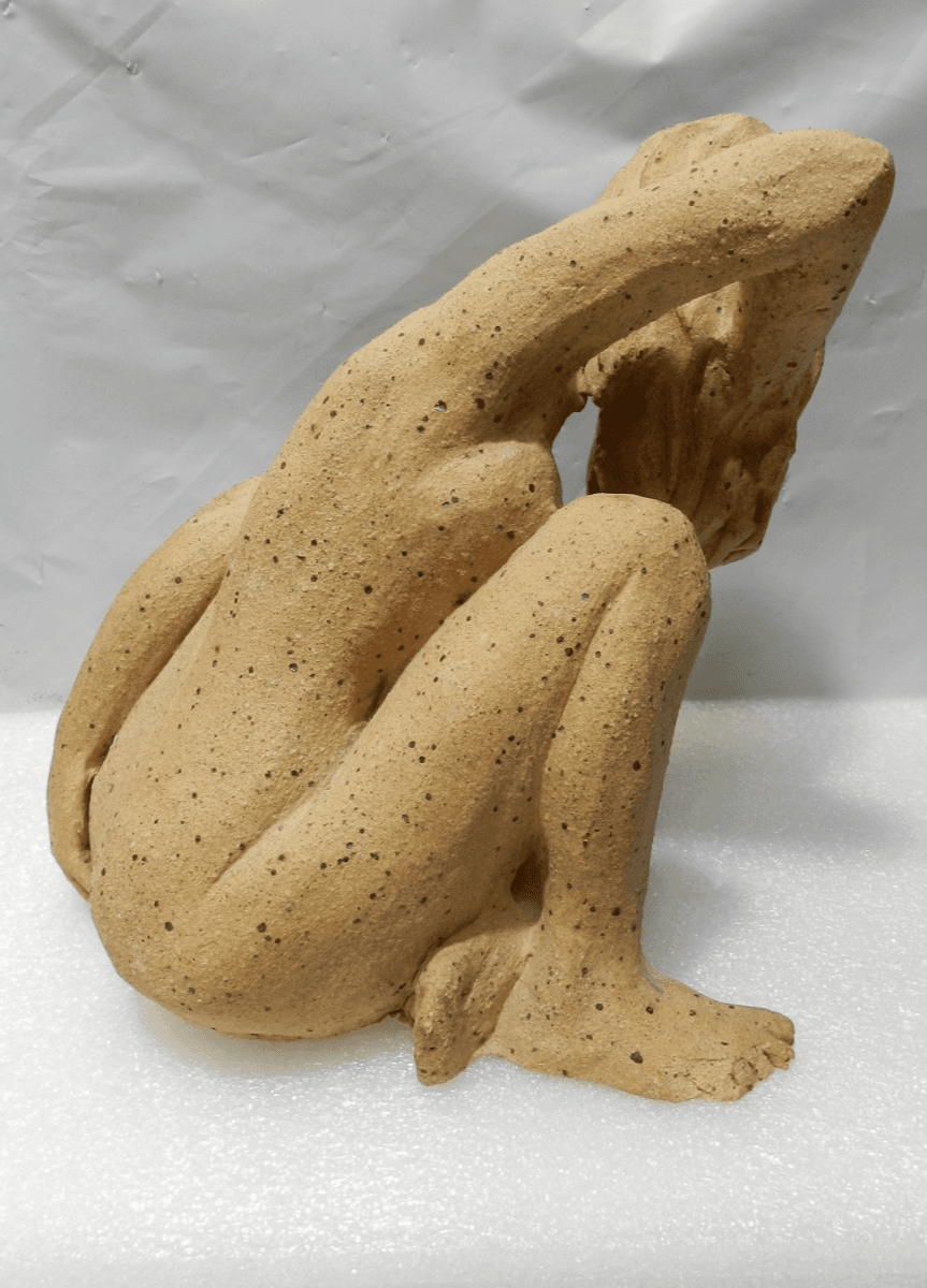 Terracotta Sculpture Woman Figure Handmade Nude Speckled Stoneware Clay I31S - Thumbnail 6