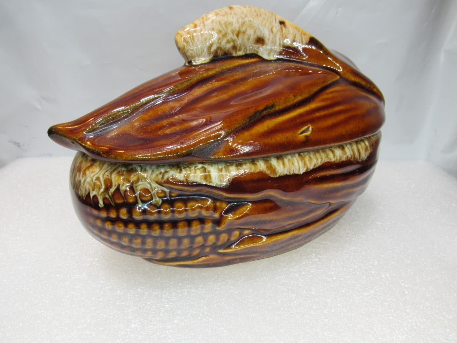 VTG Terrace Maize Ware Brown Drip Shawnee Corn Cob King Covered Dish #73 (I39S) - Thumbnail 3