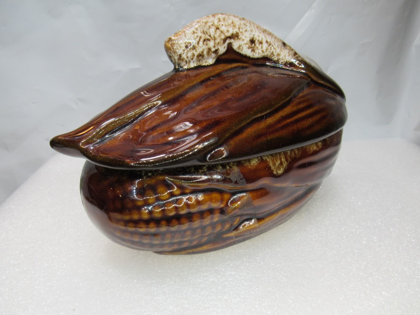Vintage Terrace Maize Ware Brown Drip Shawnee Corn Cob King Covered Dish #73 I38 - Thumbnail 5