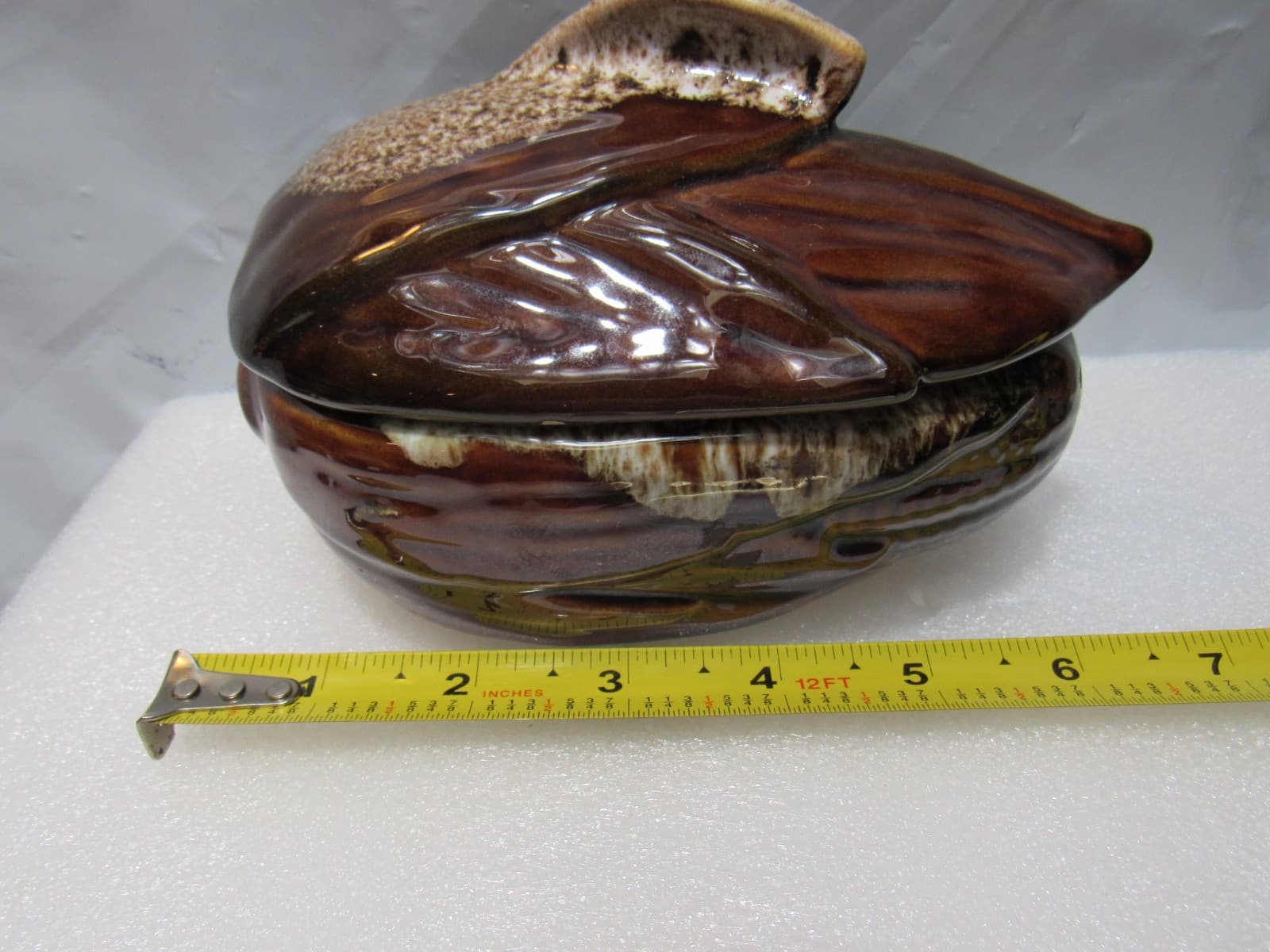Vintage Terrace Maize Ware Brown Drip Shawnee Corn Cob King Covered Dish #73 I38 - Thumbnail 9