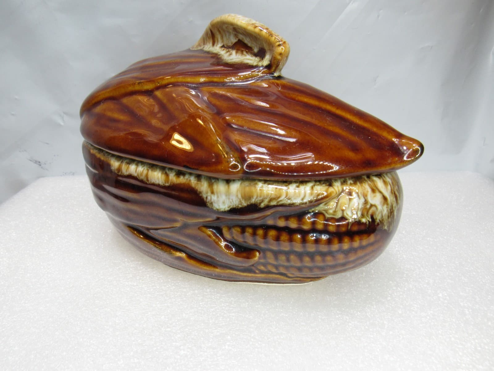 VTG Terrace Maize Ware Brown Drip Shawnee Corn Cob King Covered Dish #73 (I39S) - Thumbnail 2