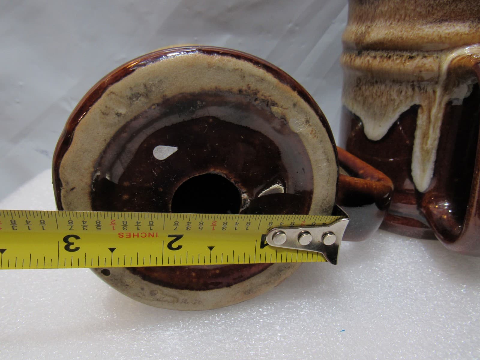 Vintage 5" Brown Drip Salt & Pepper Shaker Set with Handles Ceramic (I44S) - Thumbnail 10