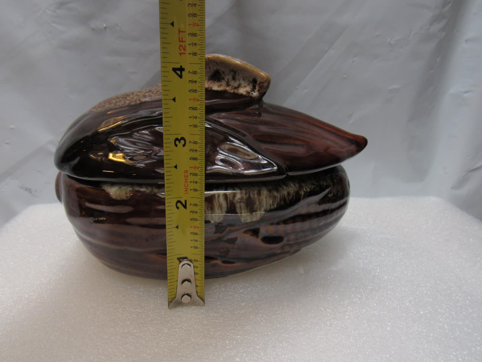 Vintage Terrace Maize Ware Brown Drip Shawnee Corn Cob King Covered Dish #73 I38 - Thumbnail 10