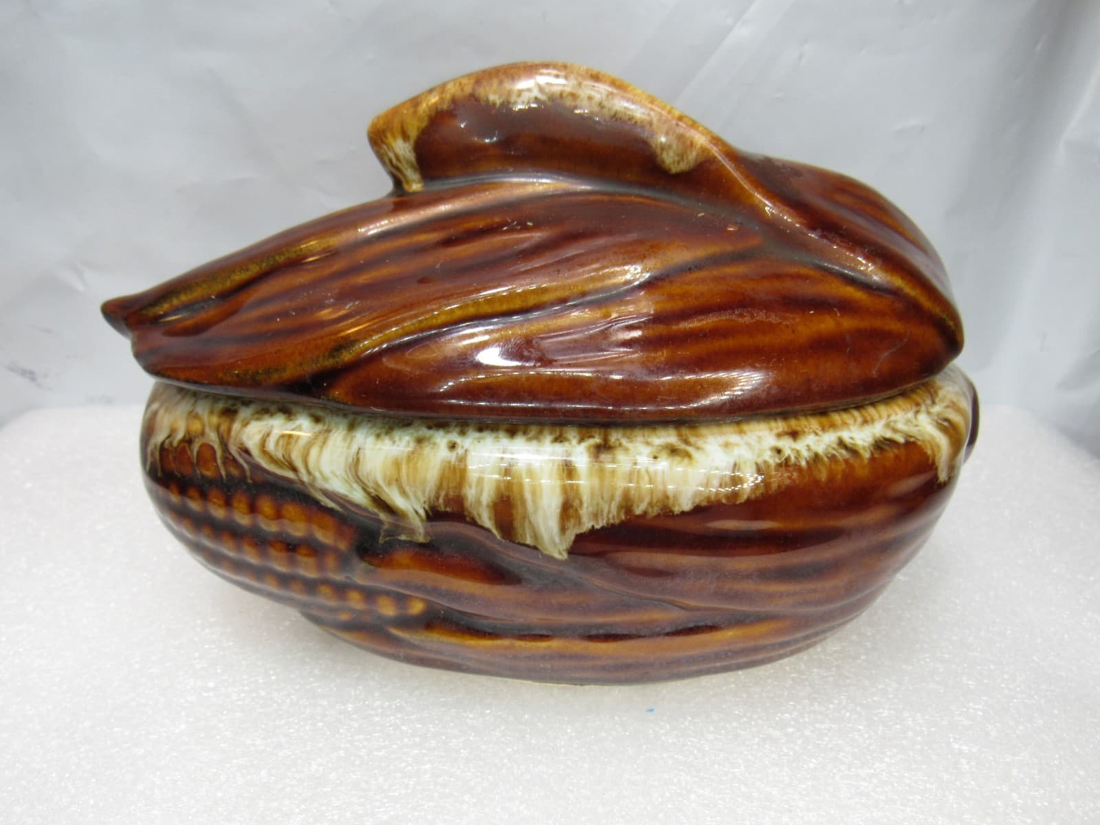 VTG Terrace Maize Ware Brown Drip Shawnee Corn Cob King Covered Dish #73 (I43S) - Thumbnail 5