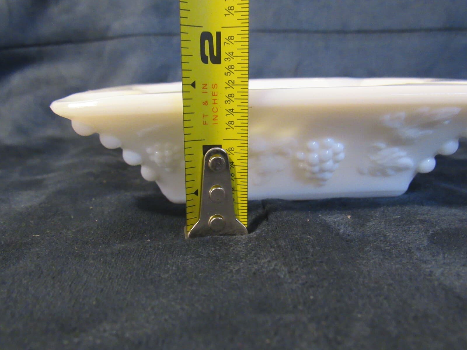 Westmoreland Milk Glass Opaque White Beaded Paneled Grape 5" Ashtray X99S - Thumbnail 7