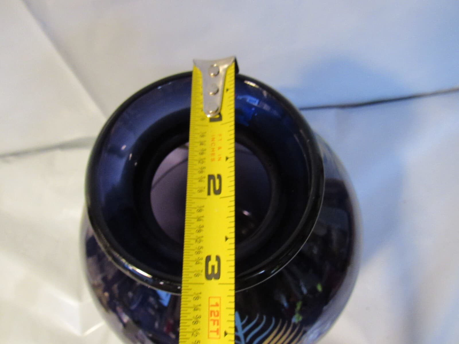 Vintage 8" Fenton Aubergine Purple Vase Hand Painted Signed B. Huggins Y3S - Thumbnail 10