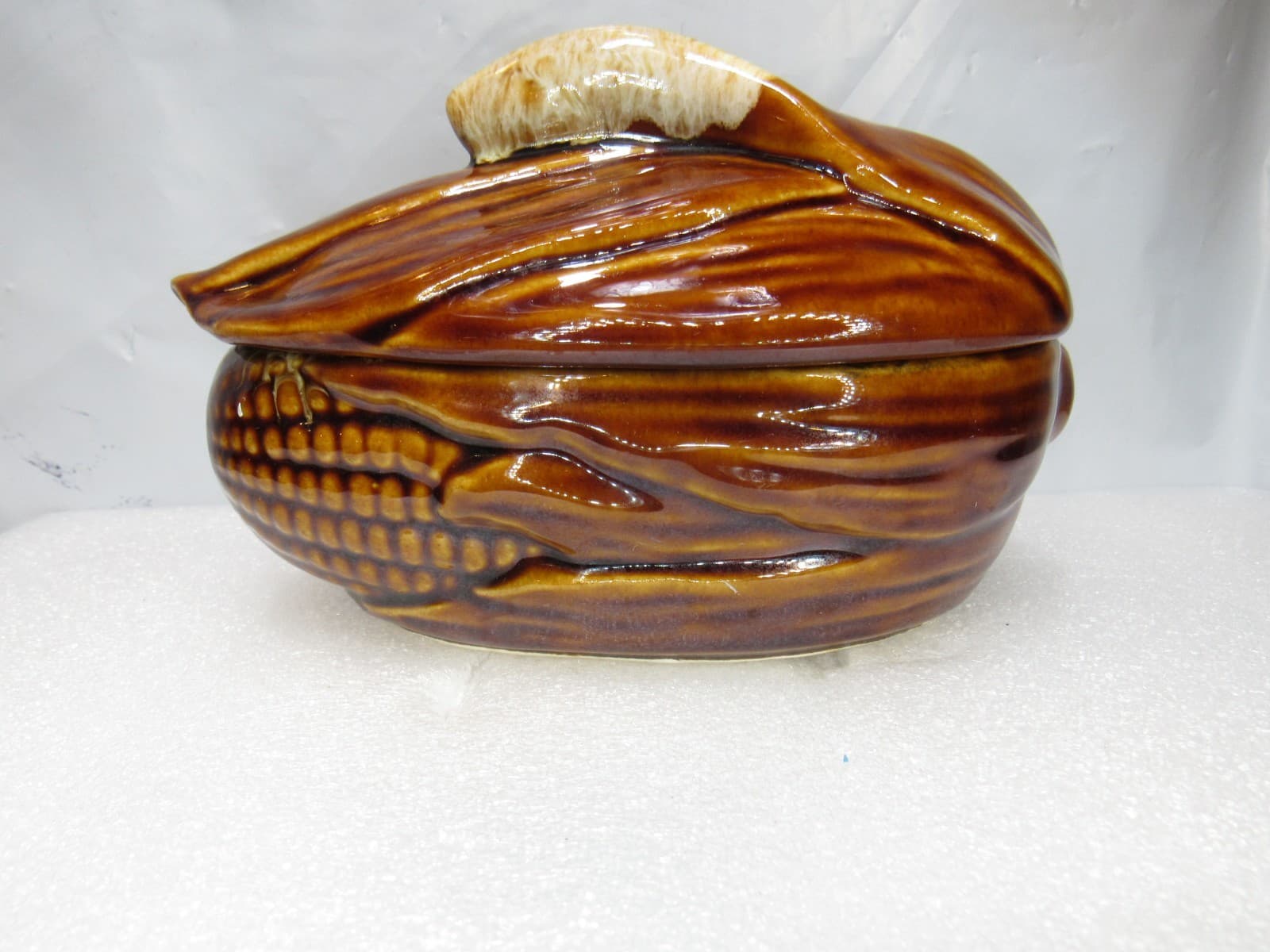VTG Terrace Maize Ware Brown Drip Shawnee Corn Cob King Covered Dish #73 (I42S) - Thumbnail 2
