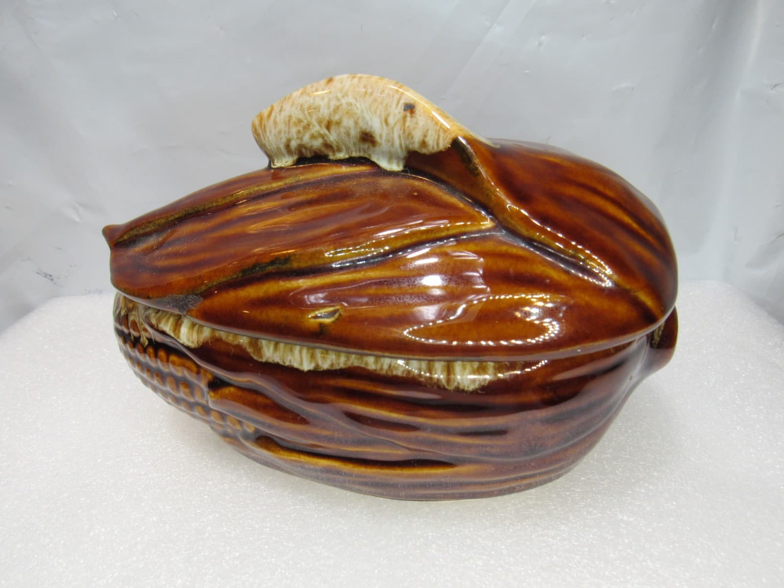 VTG Terrace Maize Ware Brown Drip Shawnee Corn Cob King Covered Dish #73 (I39S) - Thumbnail 4