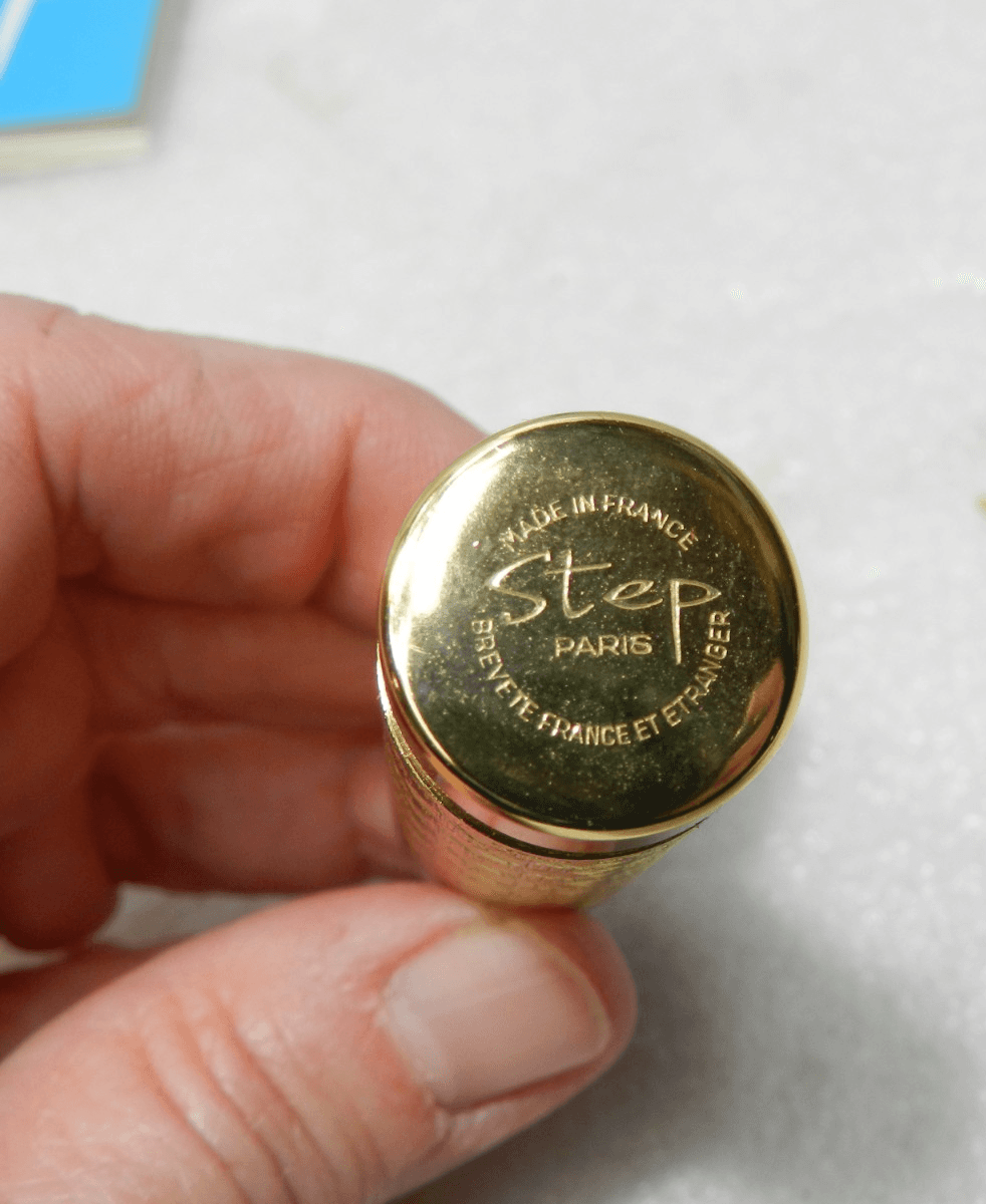 VTG Paris France Step Refillable Metal Perfume Bottle Gold Tone w/Box C17J - Thumbnail 4