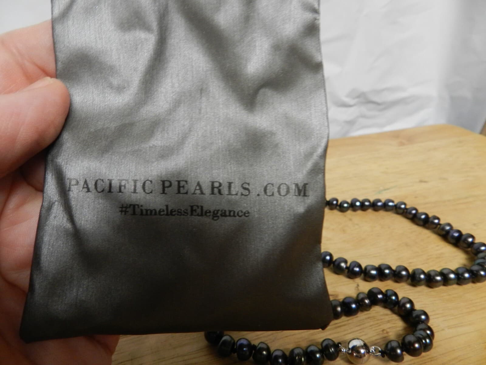 Pacific Pearl PALLISER LAGOON Midnight 7-8mm Pearl Necklace Bracelet & Earring K - Thumbnail 5
