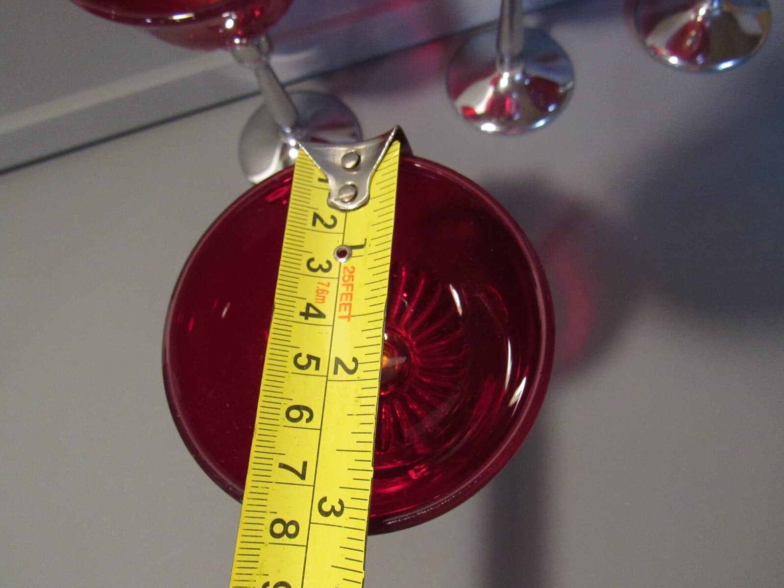 Vintage Ruby Red/Cranberry Glass & Silver Stemmed Goblets - Set of 4 W17S - Thumbnail 10