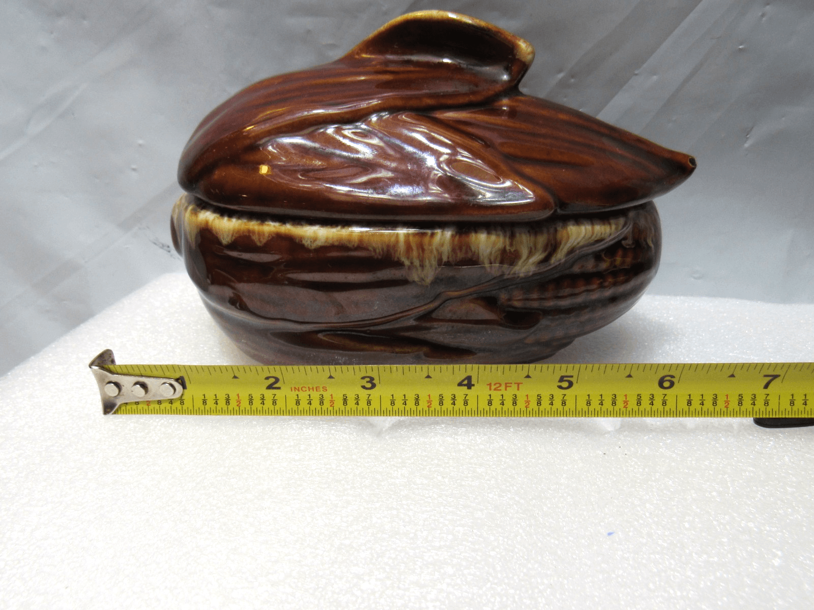 VTG Terrace Maize Ware Brown Drip Shawnee Corn Cob King Covered Dish #73 (I43S) - Thumbnail 9