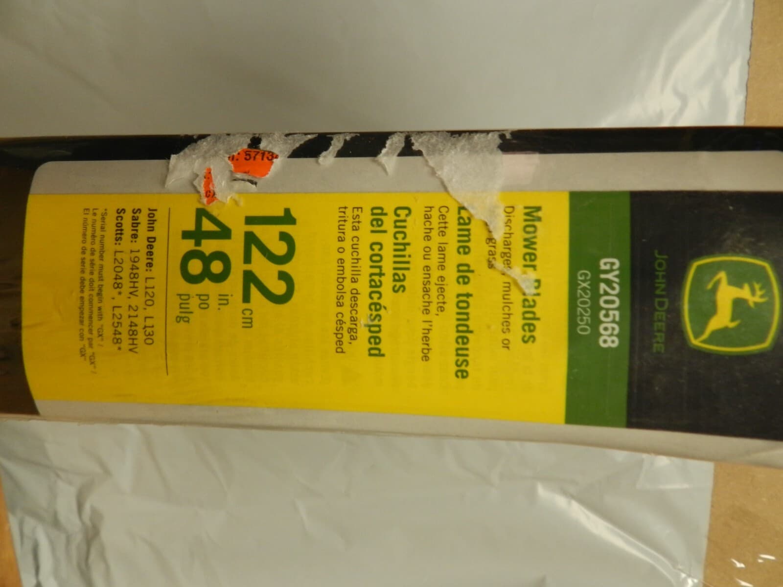 John Deere 48 in. 3-in-1 Mower Blade for Lawn Mowers GY20568 3 Blades (K) - Thumbnail 3