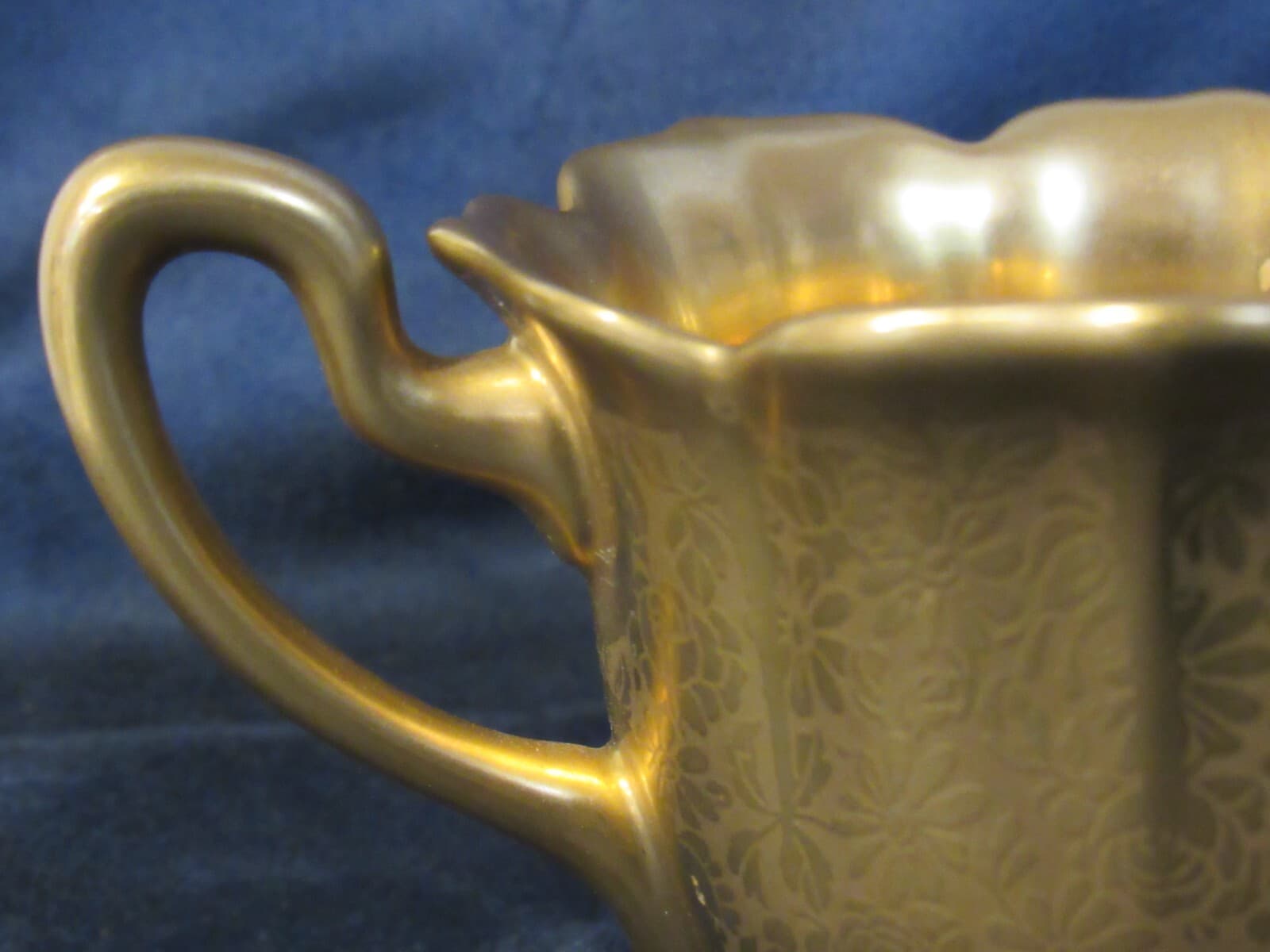 Vintage Pickard China ROSE & DAISY Gold Creamer and Sugar Bowl #527 Y8S - Thumbnail 9