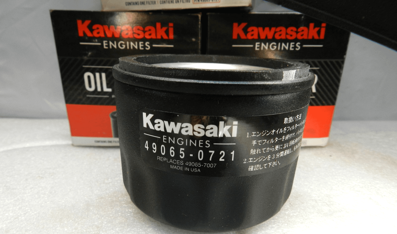 3 Pack Kawasaki 49065-0721 OEM Motor Oil Filter Kawasaki 49065-7007 (K28J) - Thumbnail 3
