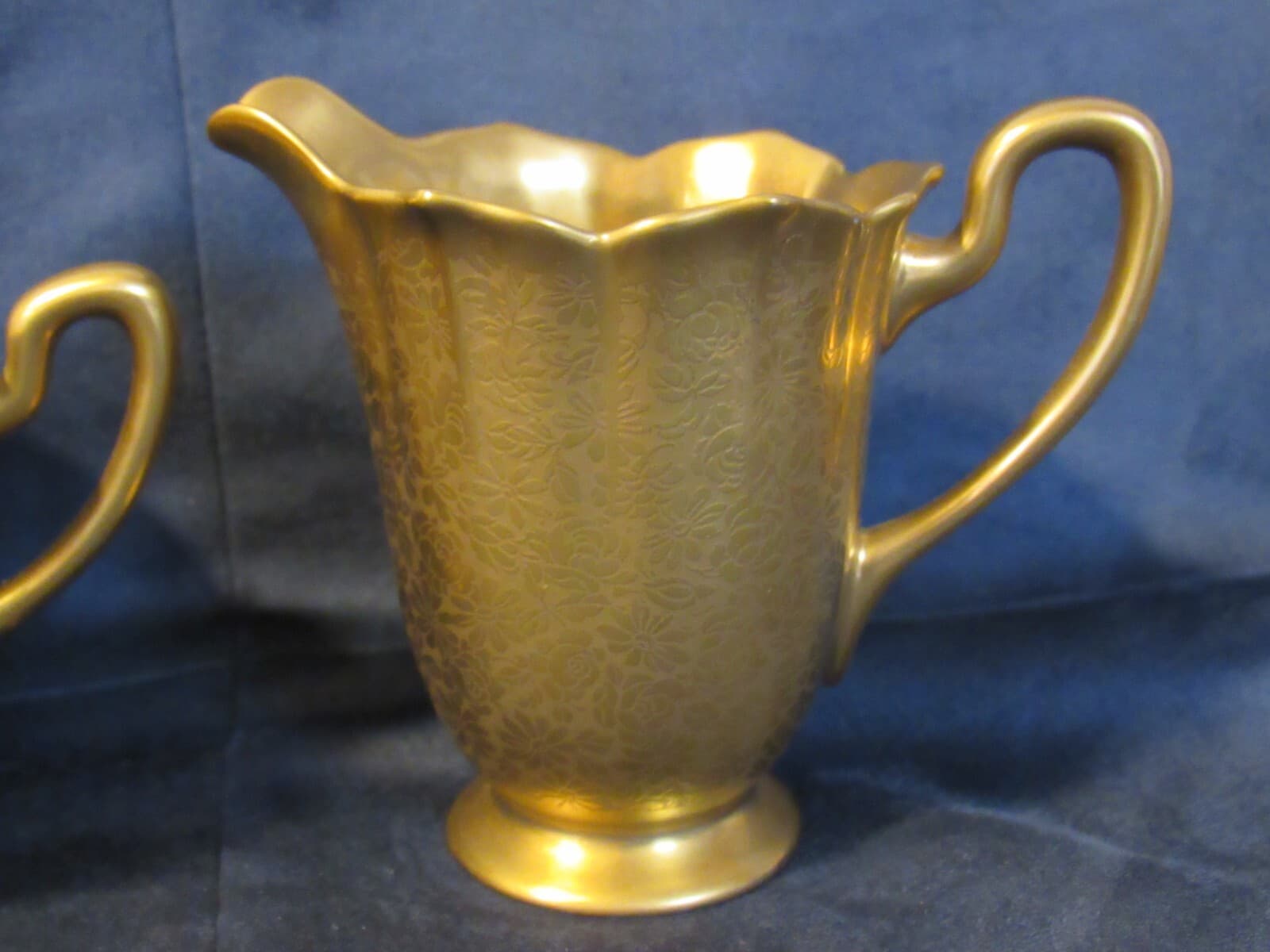 Vintage Pickard China ROSE & DAISY Gold Creamer and Sugar Bowl #527 Y8S - Thumbnail 3