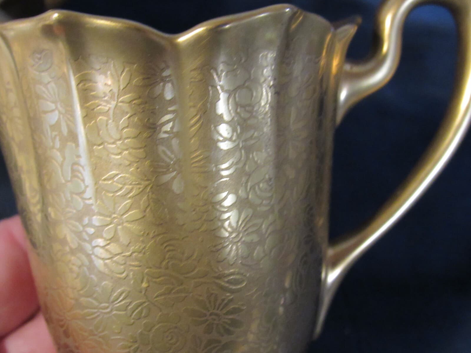 Vintage Pickard China ROSE & DAISY Gold Creamer and Sugar Bowl #527 Y8S - Thumbnail 5