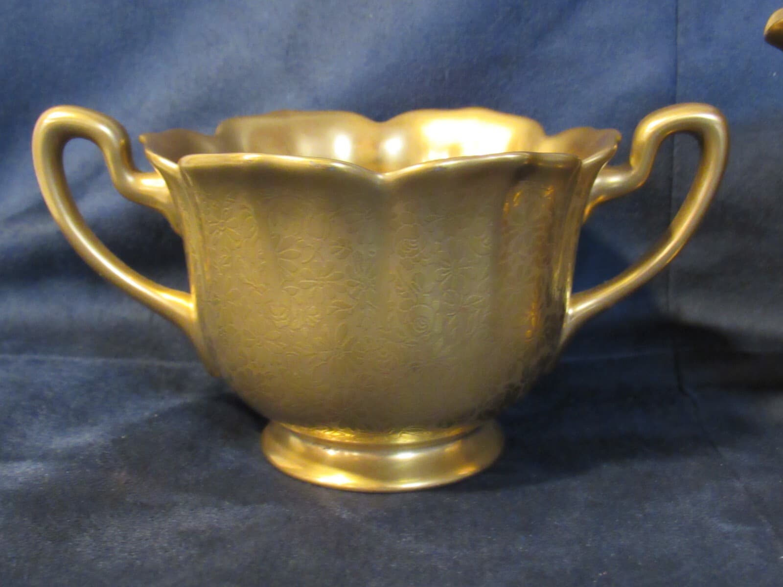 Vintage Pickard China ROSE & DAISY Gold Creamer and Sugar Bowl #527 Y8S - Thumbnail 2