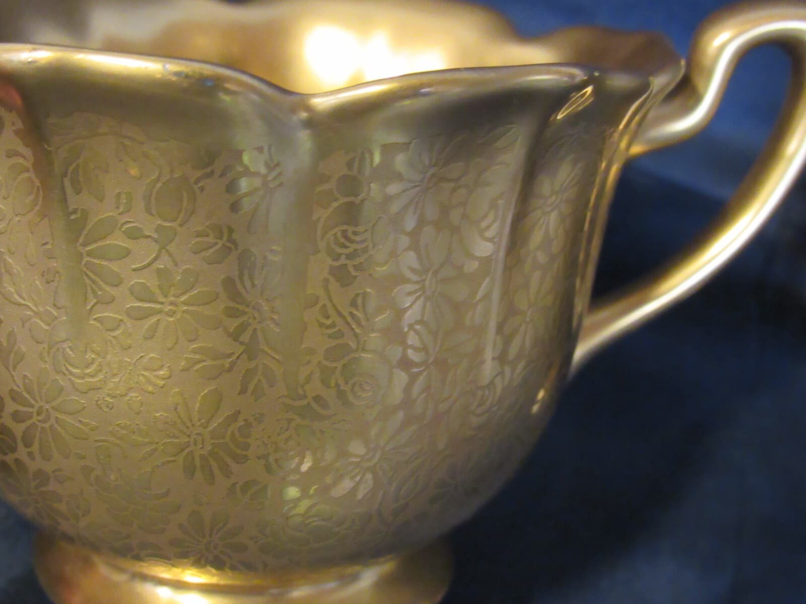 Vintage Pickard China ROSE & DAISY Gold Creamer and Sugar Bowl #527 Y8S - Thumbnail 4