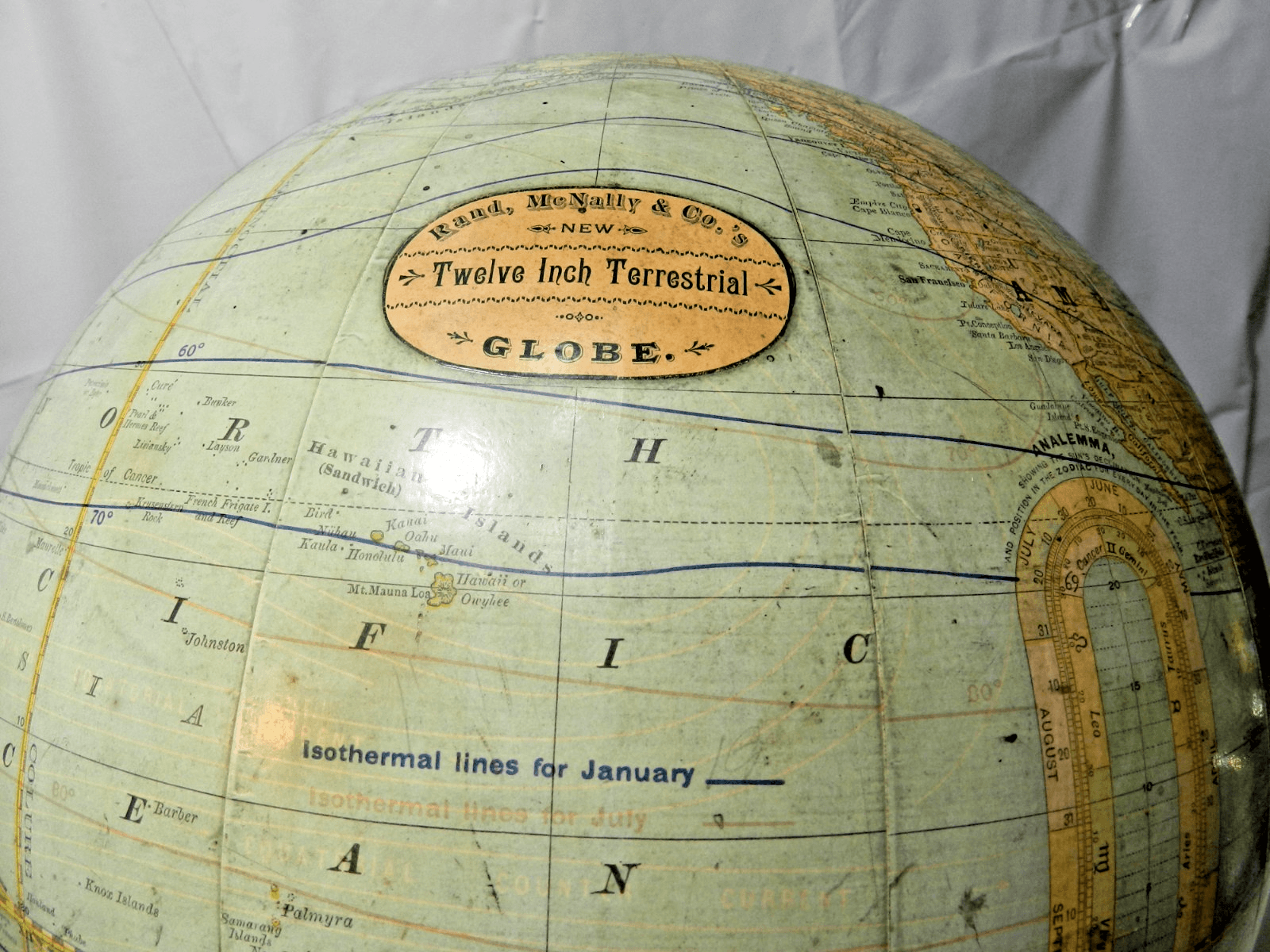Rare 1890's 12" Rand McNally Terrestrial Globe on Wooden Stand (L44S) - Thumbnail 3