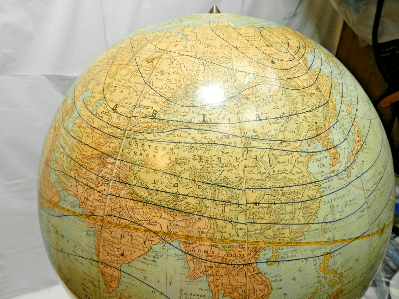 Rare 1890's 12" Rand McNally Terrestrial Globe on Wooden Stand (L44S) - Thumbnail 7