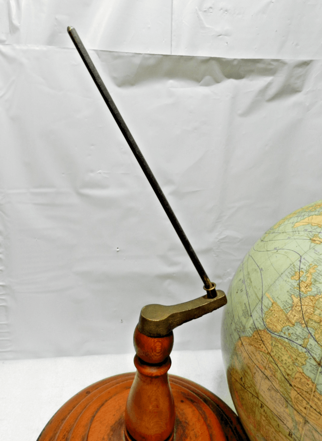 Rare 1890's 12" Rand McNally Terrestrial Globe on Wooden Stand (L44S) - Thumbnail 9