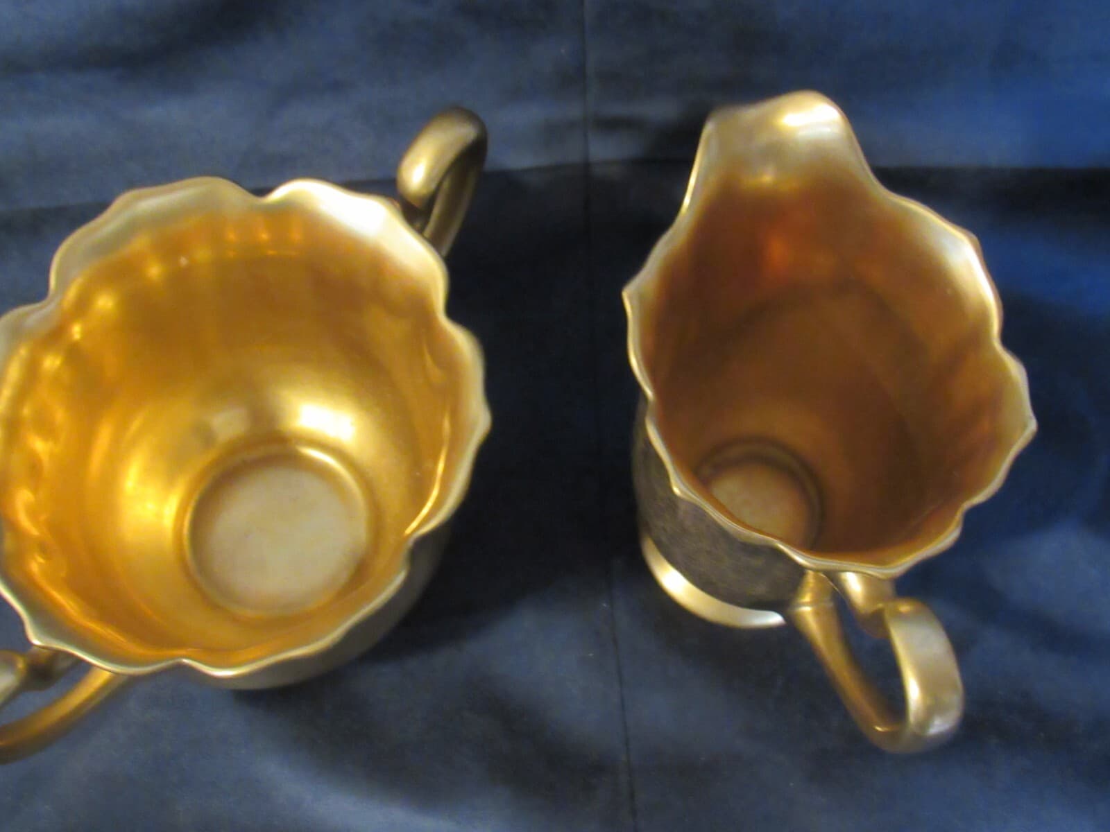 Vintage Pickard China ROSE & DAISY Gold Creamer and Sugar Bowl #527 Y8S - Thumbnail 6