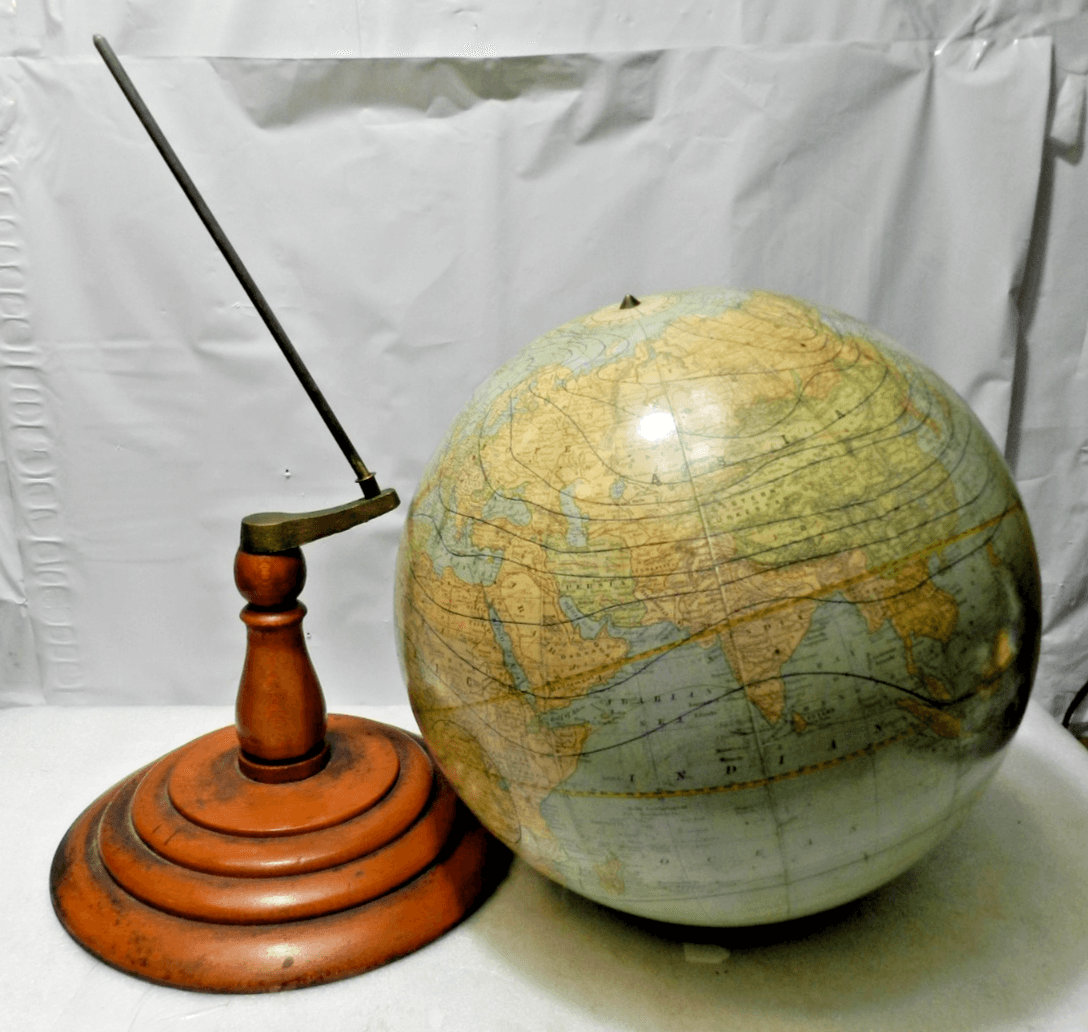Rare 1890's 12" Rand McNally Terrestrial Globe on Wooden Stand (L44S) - Thumbnail 8