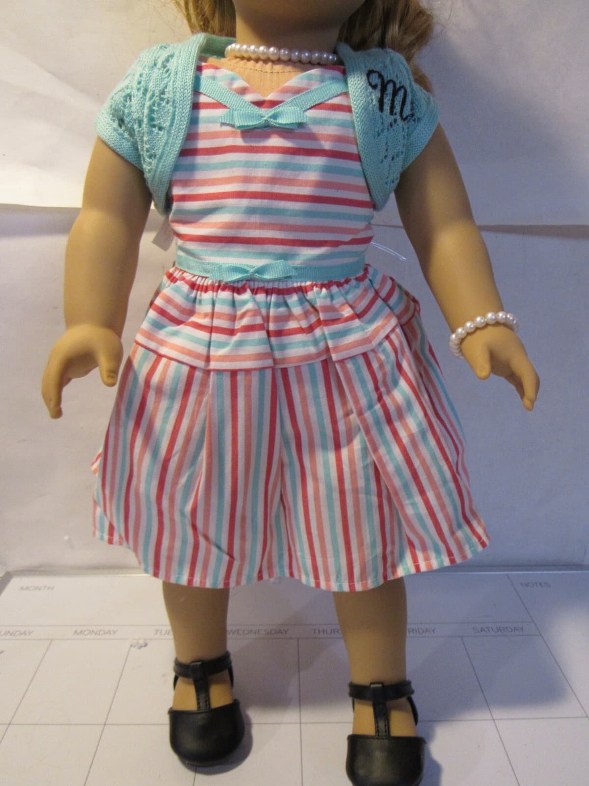 American Girl Doll MaryEllen 18" Striped Dress Sweater D27K - Thumbnail 3
