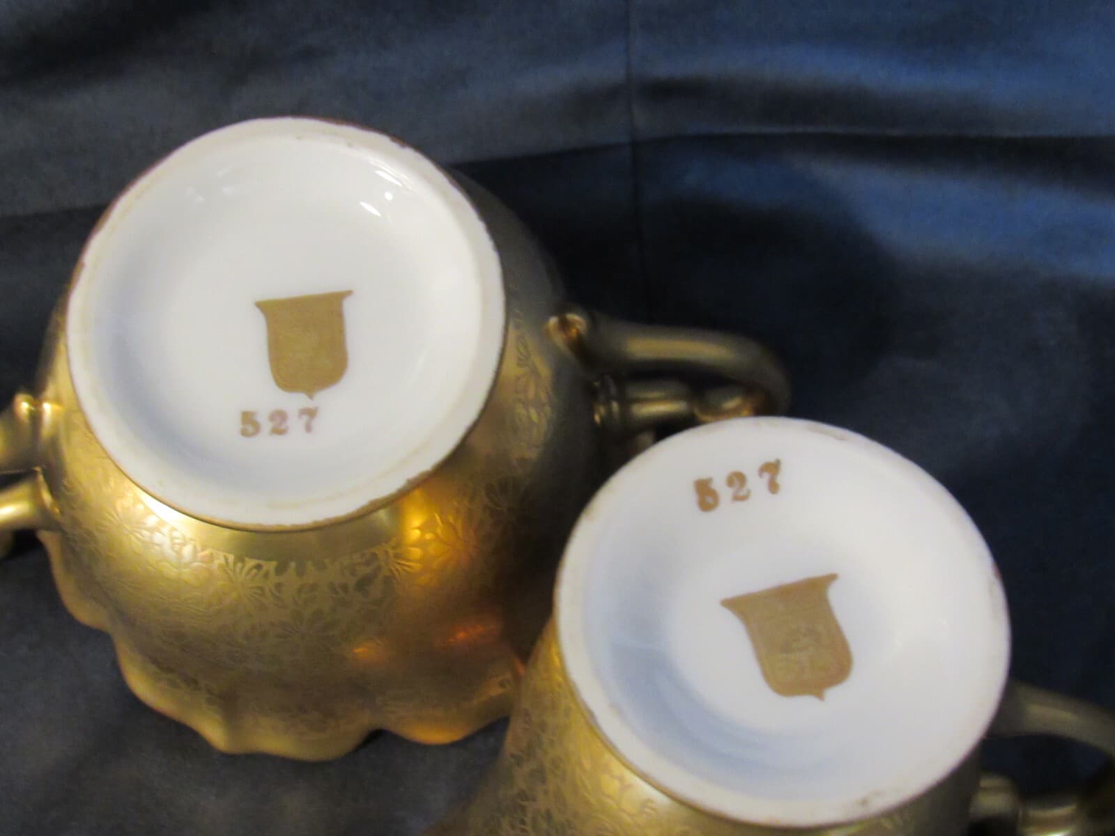 Vintage Pickard China ROSE & DAISY Gold Creamer and Sugar Bowl #527 Y8S - Thumbnail 8