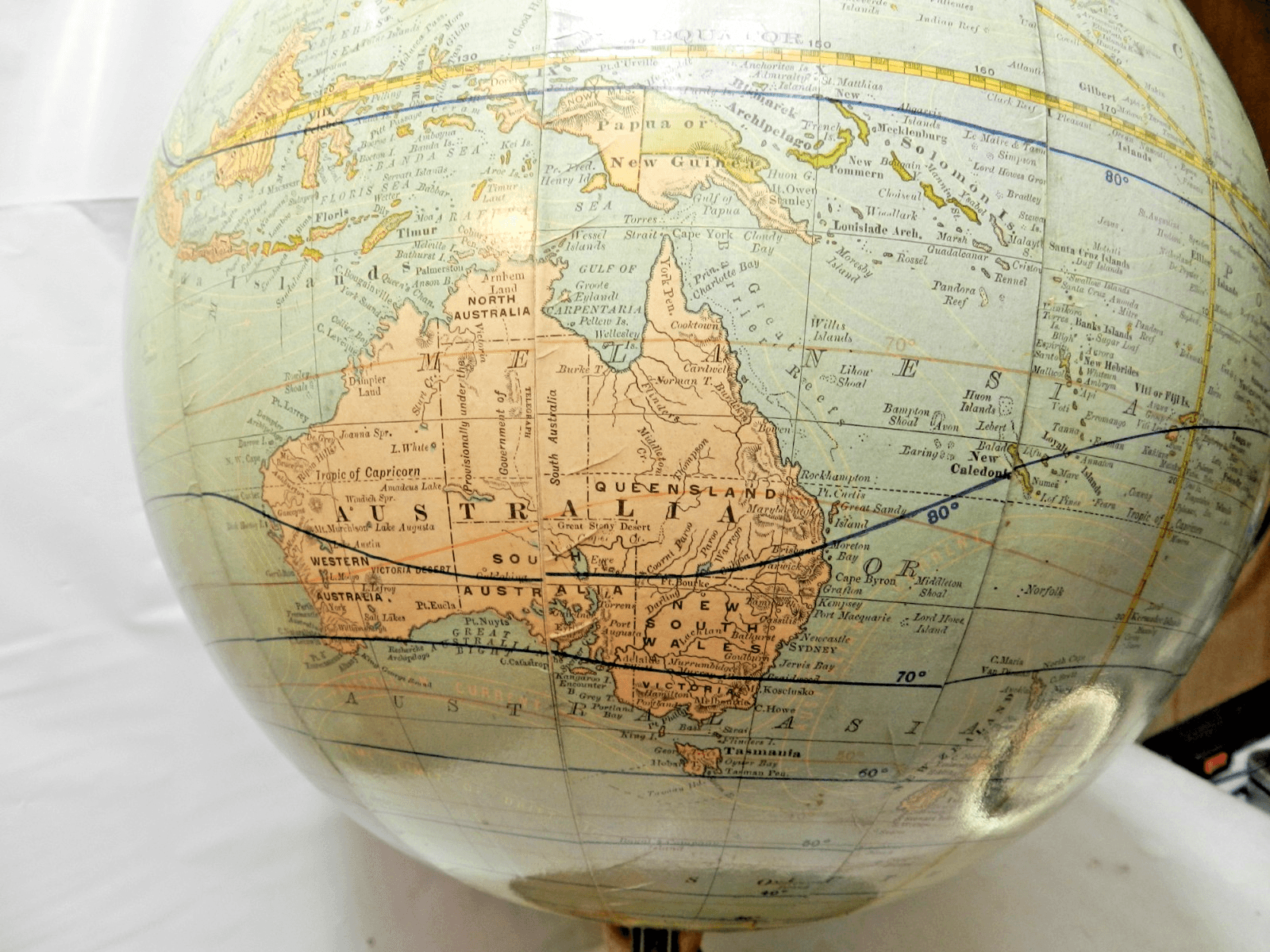 Rare 1890's 12" Rand McNally Terrestrial Globe on Wooden Stand (L44S) - Thumbnail 6